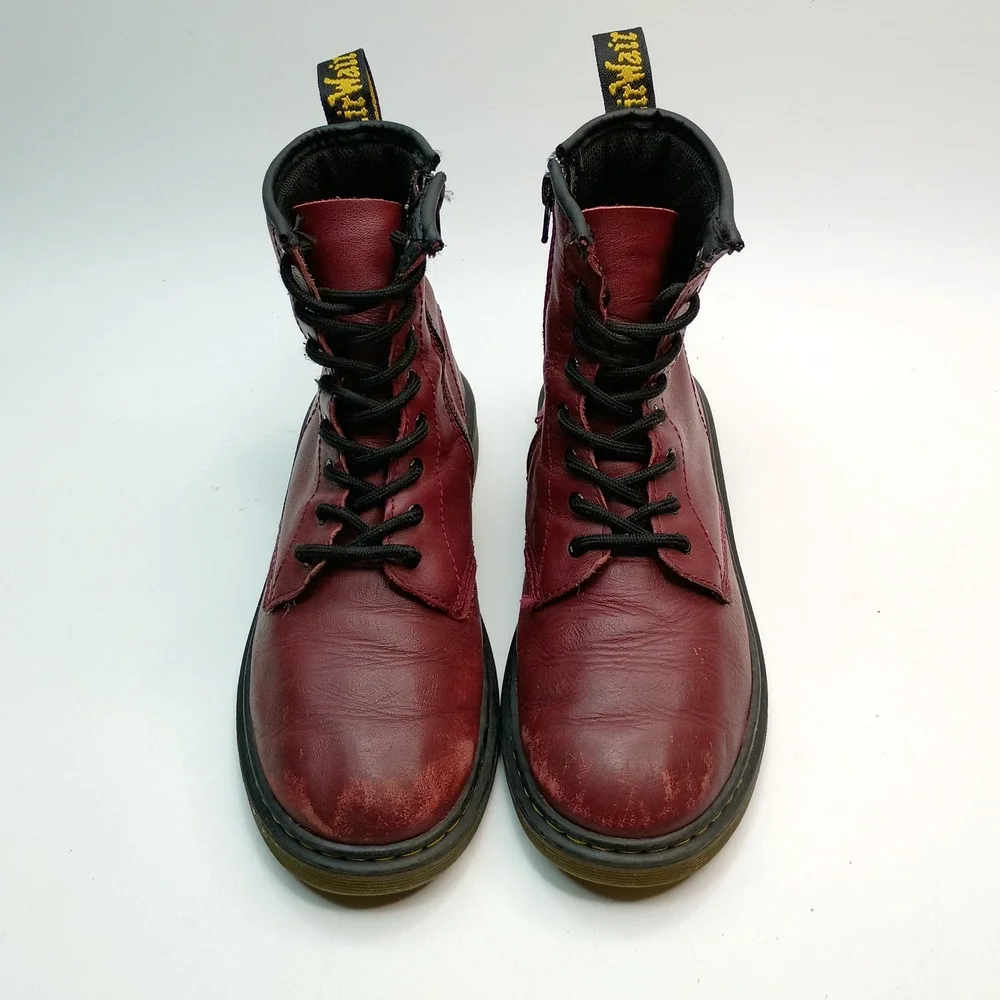 Dr. Martens Boots Womens Size 6 Cherry Red Leather Side Zip 1460Y
